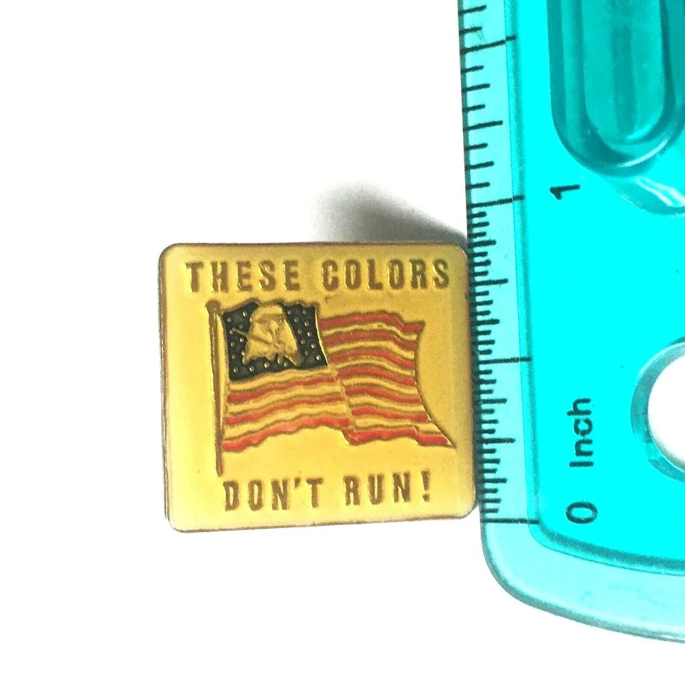 Vintage United States Military These Colors Don't Run USA Flag Eagle enamel pin